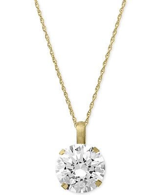 Macy's Cubic Zirconia Round Pendant Necklace in 14k Gold or 14k White Gold & Reviews - Necklaces ... | Macys (US)