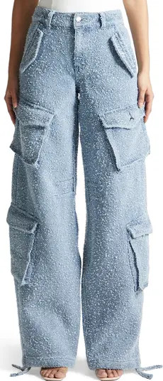 Anne High Waisted Boucle Denim Cargo Pants | Nordstrom