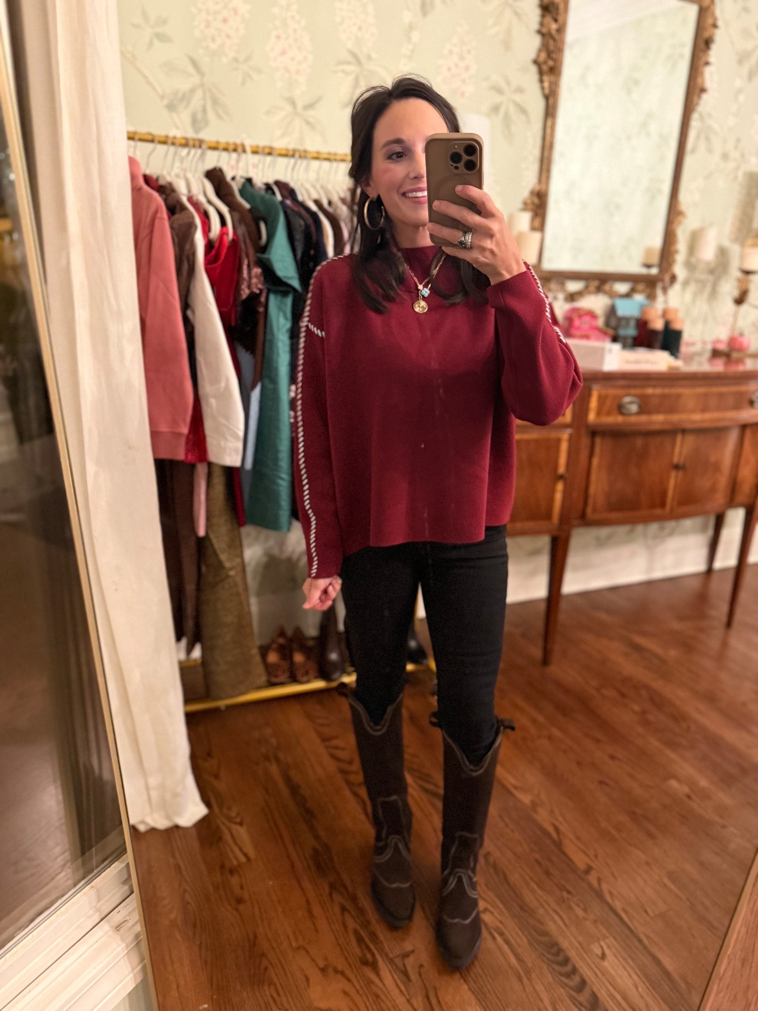 what i wore to sayles little dribbler performance ⛹️ 25 in jeans & XS in mock neck✨

school outfit for moms, moms ootd 

#LTKSeasonal #LTKootd #LTKmomlife