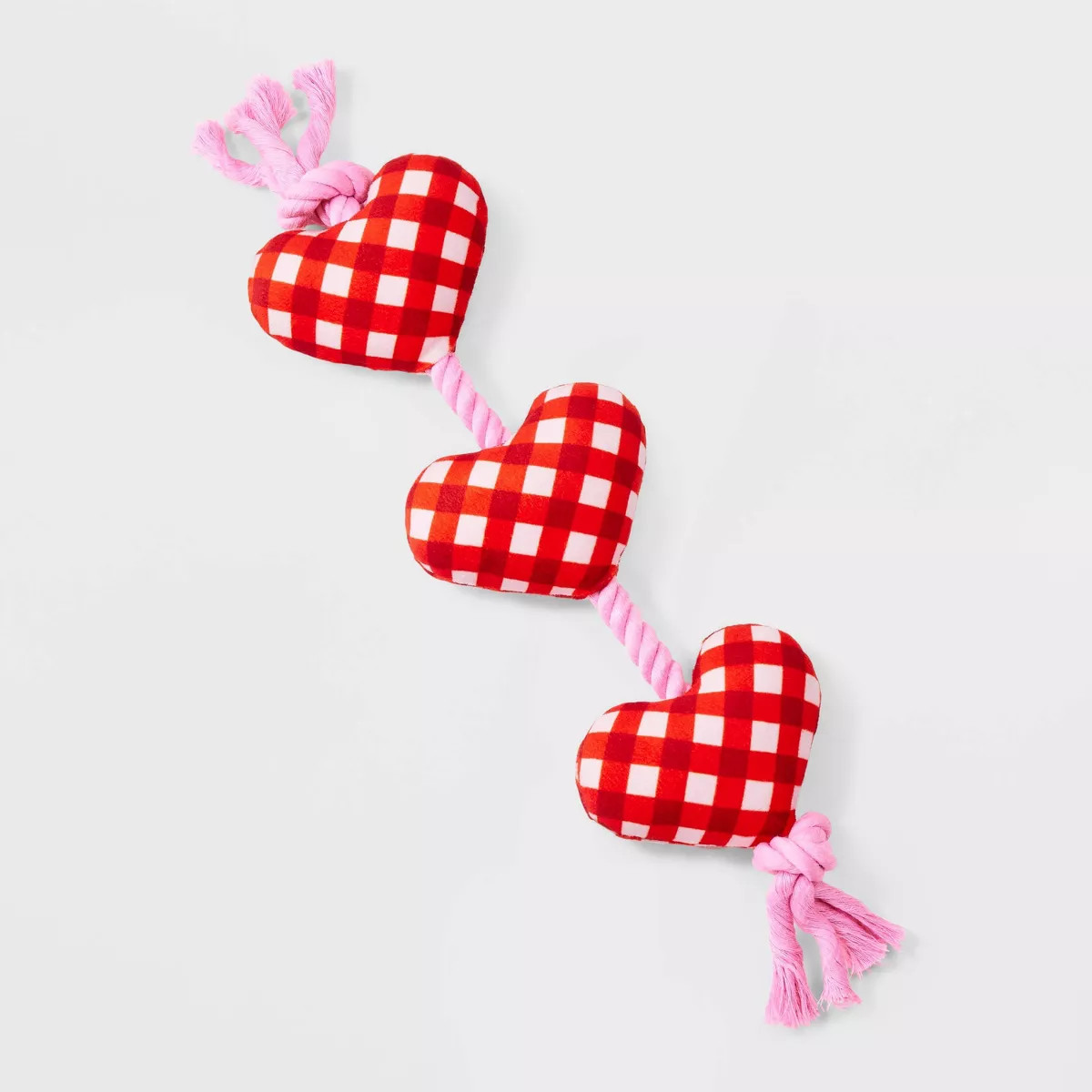 15.21" Gingham Valentines Heart Dog Plush Rope Toy - Boots & Barkley™ | Target