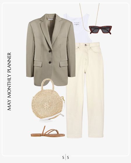 Monthly outfit planner: MAY: Spring looks | oversized blazer, white denim, straw circle tote, sandal

See the entire calendar on thesarahstories.com ✨ 


#LTKStyleTip