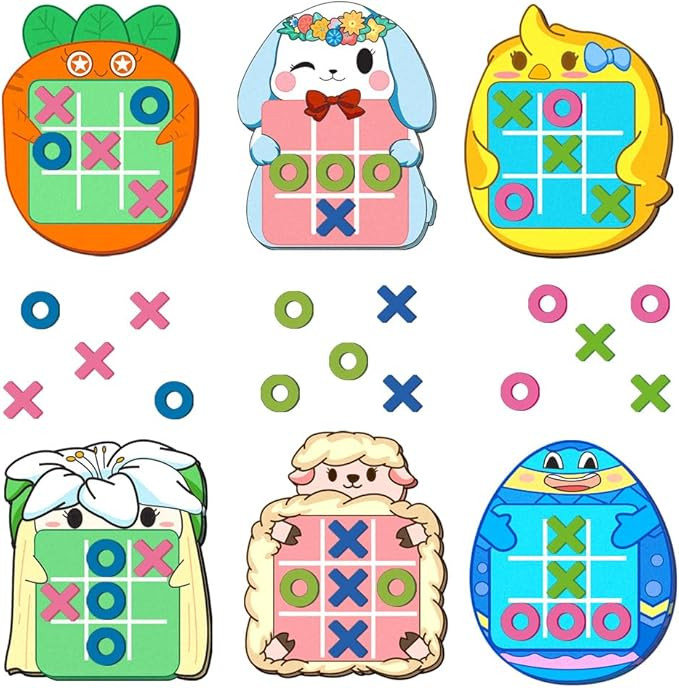 6 Pack Easter Tic Tac Toe Strategic Board Game, Easter Party Favors for Kids, Easter Game, Easter... | Amazon (US)