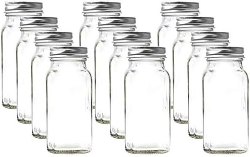 U-Pack 12 Pieces of French Square Glass Spice Bottles 4 oz Spice Jars with Silver Metal Lids, Sha... | Amazon (CA)