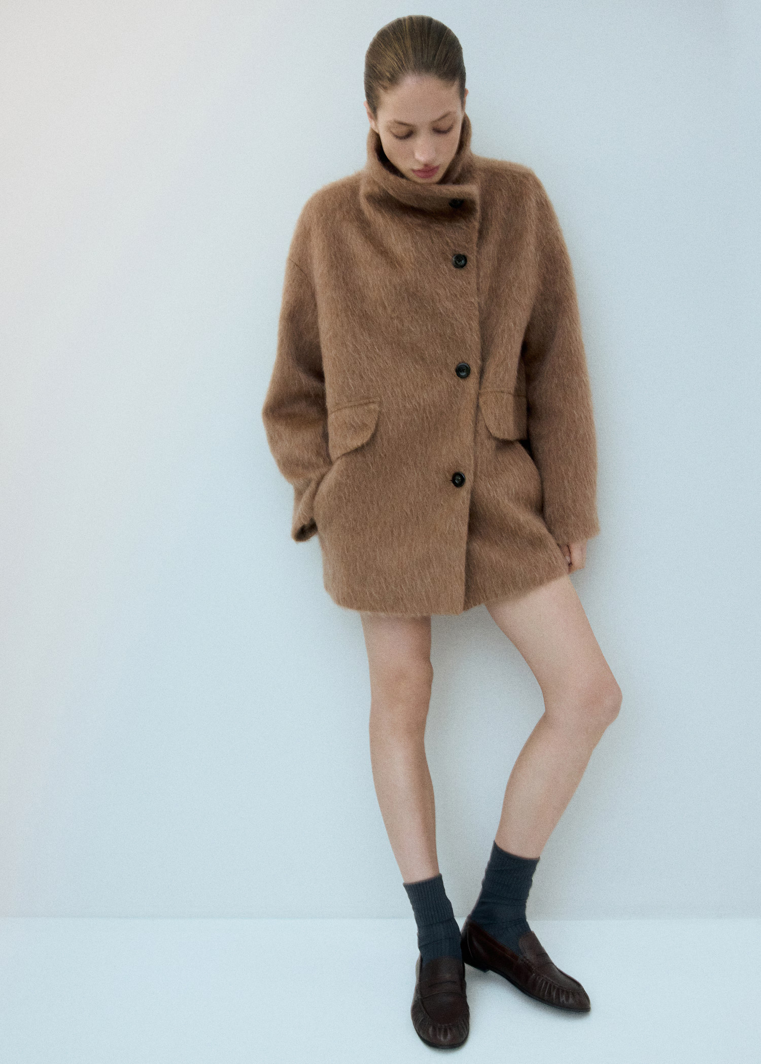 Wool-blend funnel-neck coat | Mango (US/MX/AU)