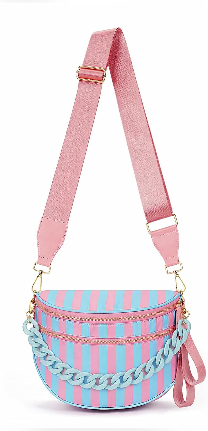 hibear Checkered Crossbody Bag Spacious Bum Bags for Women Nylon Crossbody Fanny Packs Checkered ... | Amazon (US)