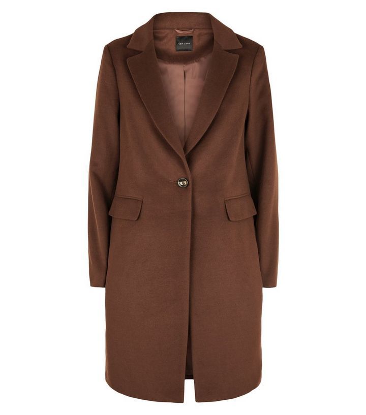 Dark Brown Revere Collar Coat | New Look | New Look (UK)