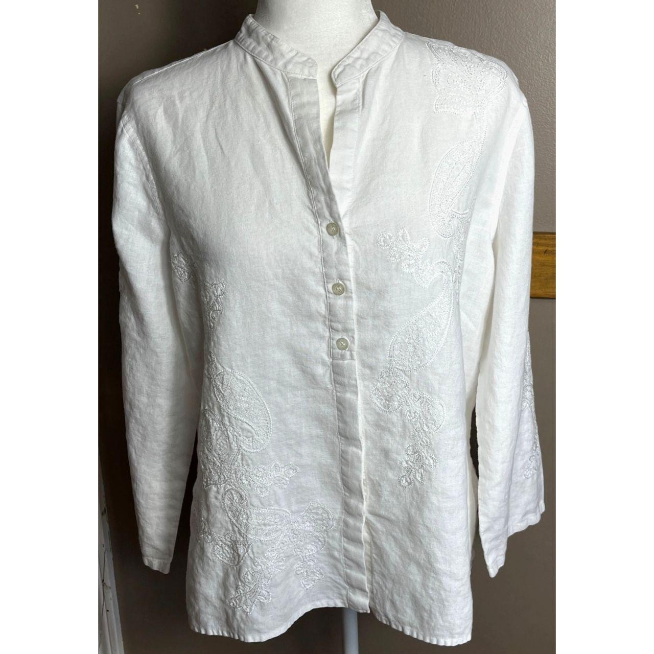 Liz Claiborne Women's Blouse - White - L | Depop US
