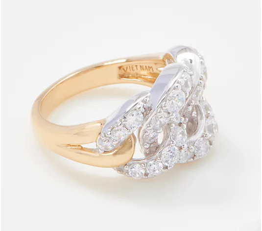 Diamonique Three Link Ring, Sterling Silver - QVC.com | QVC