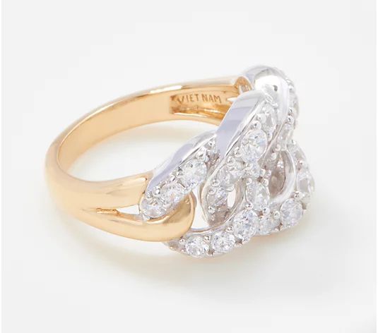 Diamonique Three Link Ring, Sterling Silver | QVC