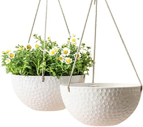 LA JOLIE MUSE 10 Inch Hanging Planters for Indoor Plants, Outdoor Garden Planter Pots, White, Hon... | Amazon (CA)