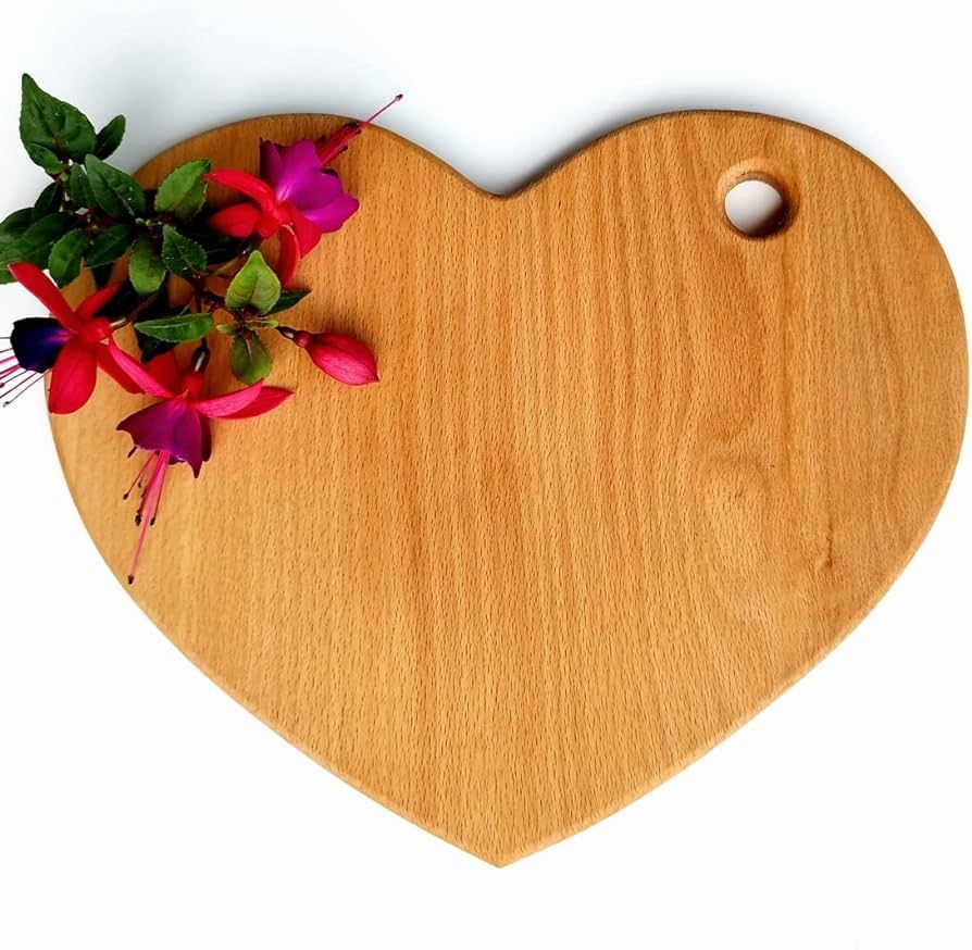 ECOSALL Heart Shaped Cutting Board 11” x 9” – Solid Wood Decorative Cutting Board and Servi... | Amazon (US)
