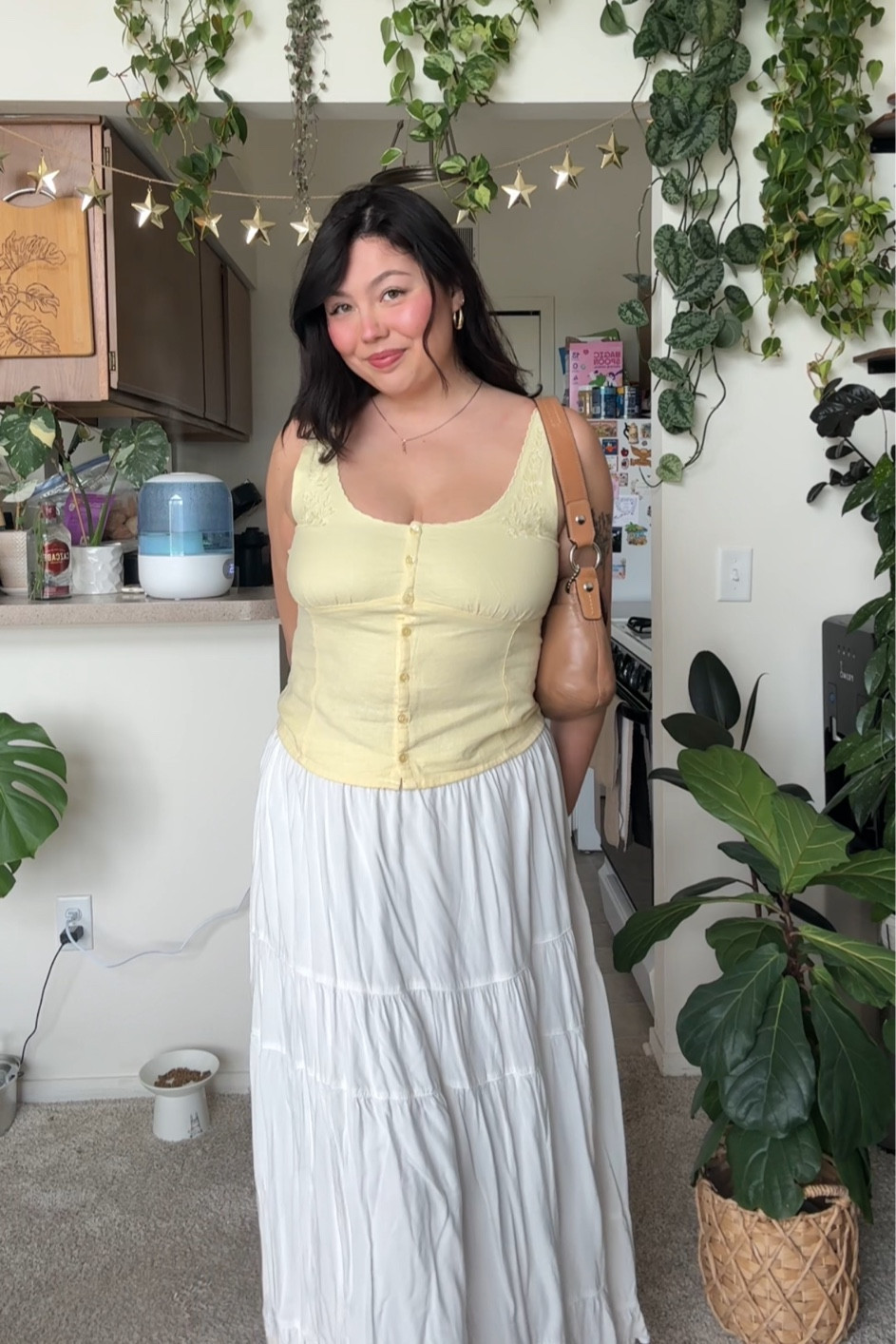 Size L in top, skirt is American Eagle, bag is coach!

#LTKSummerEdit