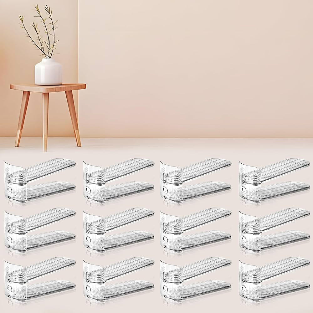 Shoe Slots Organizer for Closet,12PACK Acrylic Shoe Stacker Shoe Rack Organizer for Closet Space ... | Amazon (US)