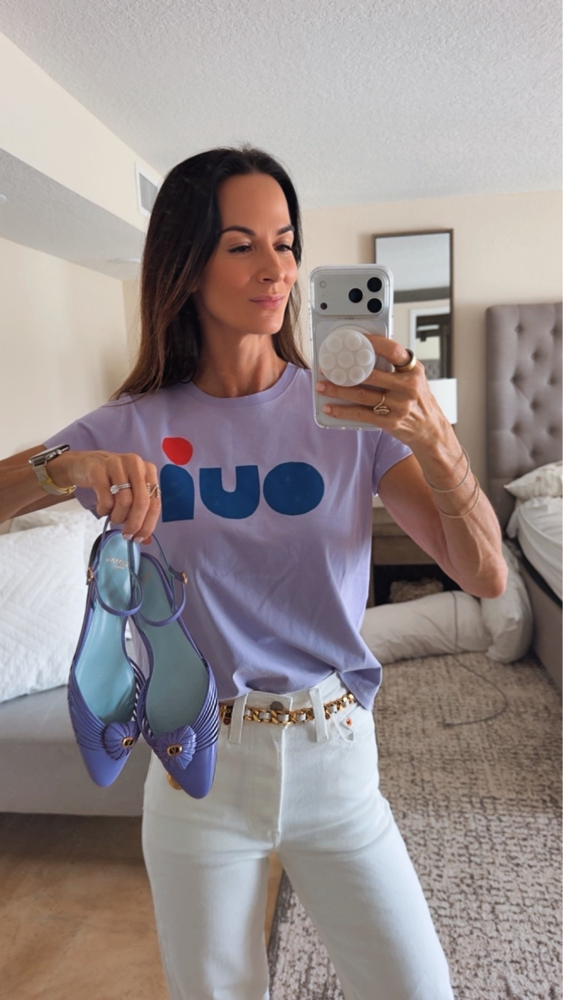 Feeling lucky in purple 💜🀄️

Headed to play Mahjong, where the tiles are unpredictable—but the outfit is always a winning hand. 😉 Lavender tee, crisp white denim, a little gold and the sweetest purple Valentino flats…because obviously I dress for the luck I want. ✨

Now let’s see if this outfit can bring me a Mahjong! Who else plays?

#LTKgrwm #LTKdayinmylife #LTKootd