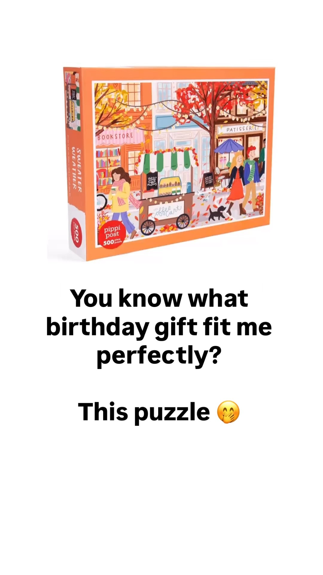 I bought myself a pair of sneakers for my birthday and they did not fit at all. But do you know what birthday gift DID fit? This puzzle!