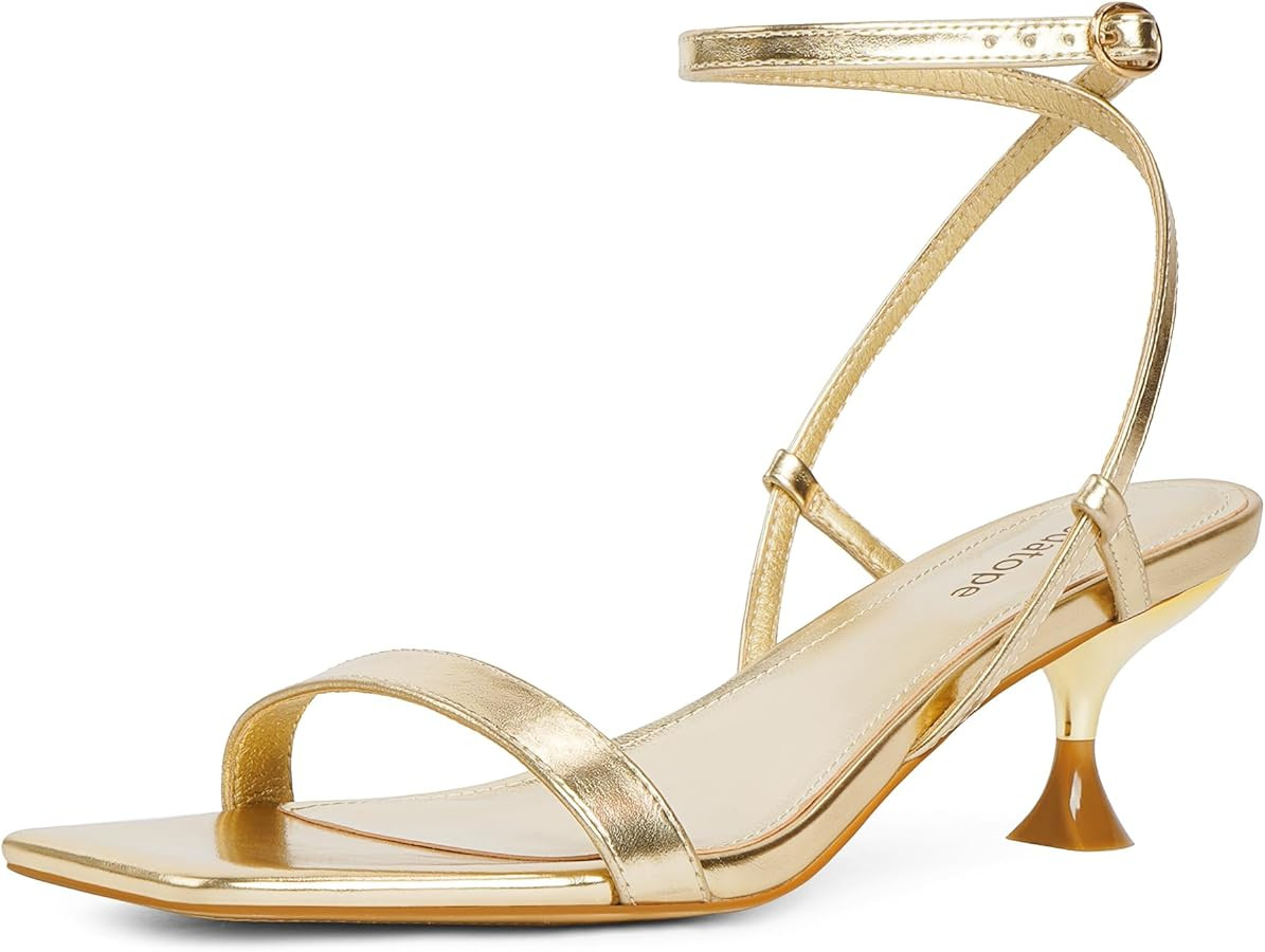 Modatope Kitten Heels for Women Open Square Toe Ankle Strap Sandals Low Heels Dress Shoes for Par... | Amazon (US)