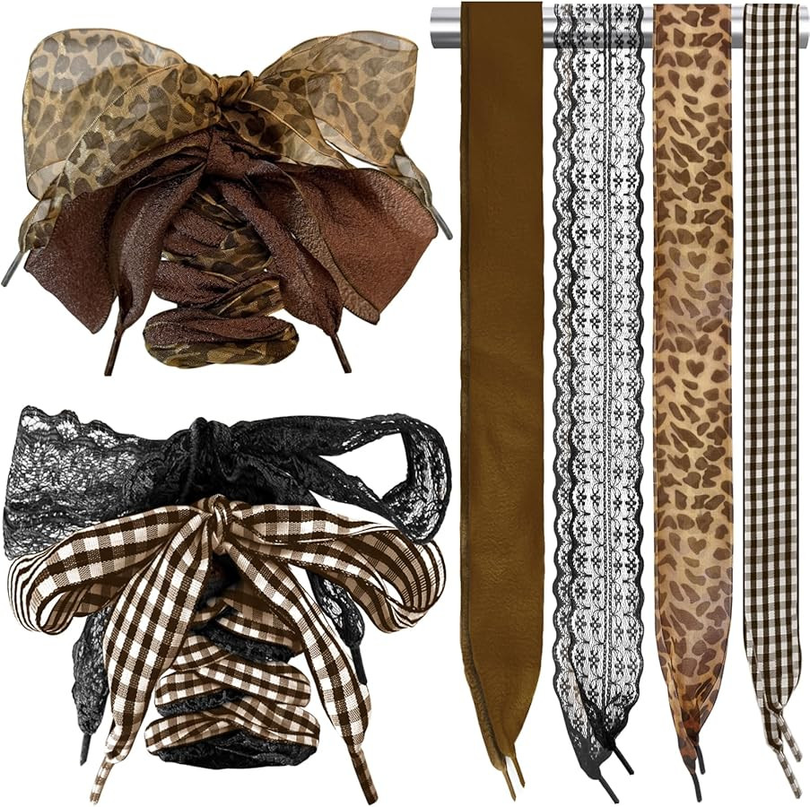 4 Pairs Shoe Laces for Sneakers,Fashion Soft Satin Ribbon Shoelaces for Women Girls,Casual Shoes ... | Amazon (US)