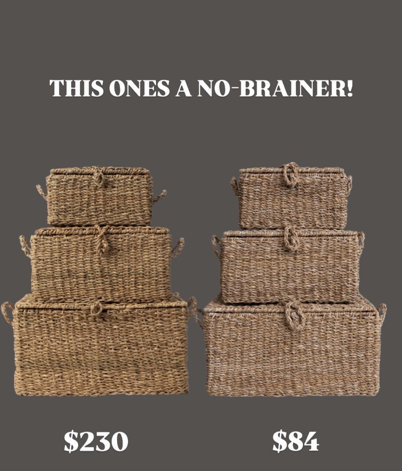 Can you believe the price difference is for this set of three seagrass basket?!! this is truly a no-brainer!! 

#LTKSeasonal #LTKHome #LTKSaleAlert