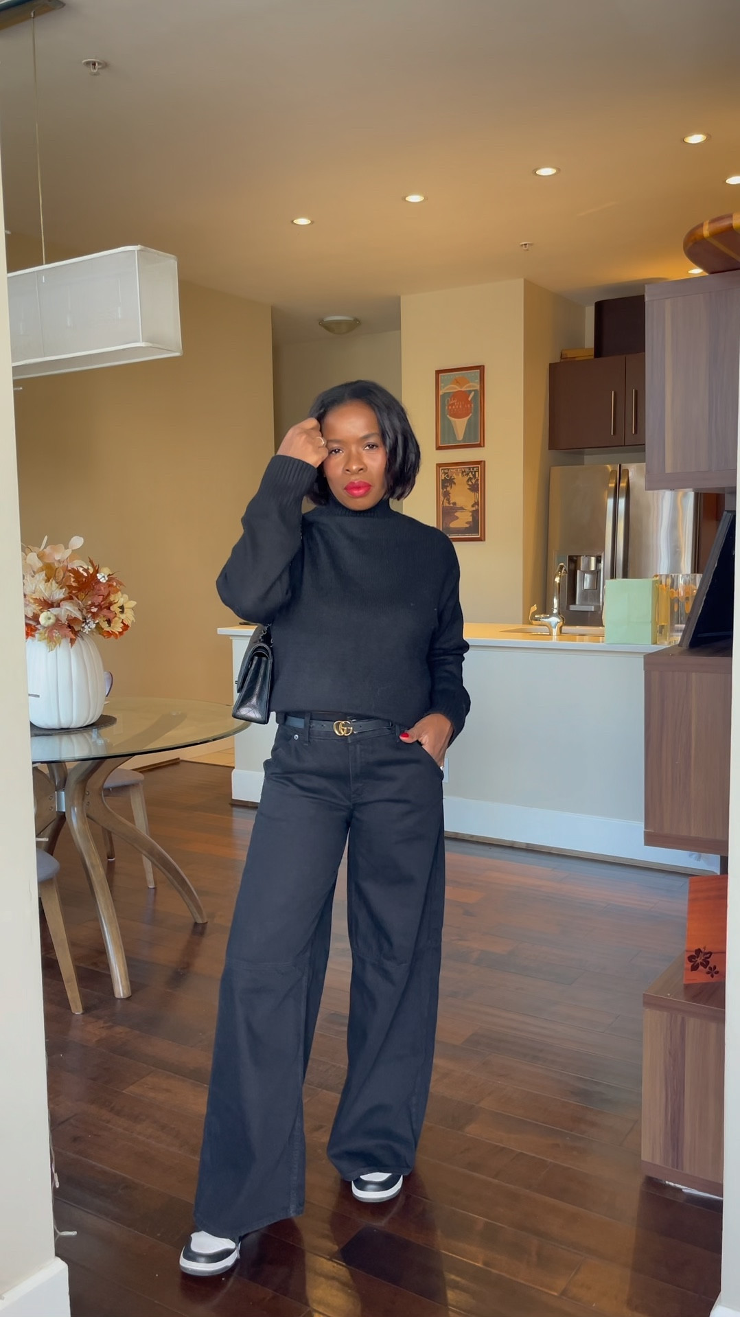 An all black outfit with a res lip is my go to when I can’t decide what to wear. 

Wide leg jeans, jeans women, jeans outfits, gap jeans, wide leg jeans outfits, wide leg black jeans, black jeans, black outfits, red lipstick, fall outfits, sweater 

#LTKStyleTip #LTKHoliday #LTKOver40