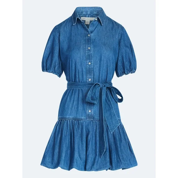 Free Assembly Women's and Women's Plus Denim Mini Dress with Puff Sleeves, Sizes XS-4X | Walmart (US)