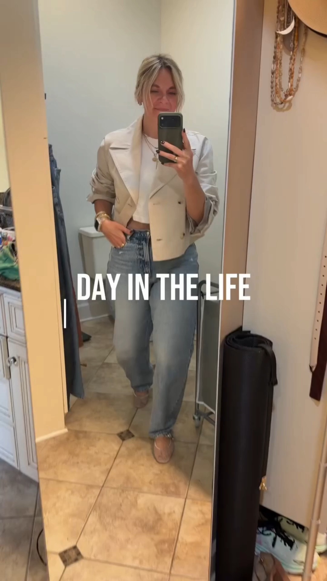 A day in the life of a personal stylist 🤠☕ — cropped trench, white tee, and a sourcing day that looked nothing like our usual. 

Dana and I are deep into a really fun client project right now, and this one has taken us completely off our beaten path. Men's Vintage stores, Boot Barn, Goodwill. We're talking cowboy boots, vintage belts, and 90s sport coats. 

When you're hunting for pieces from a very specific era, you go where the pieces are. 🤍 

Comment SHOP below to inquire about a personal shopping appointment with our team. 👇