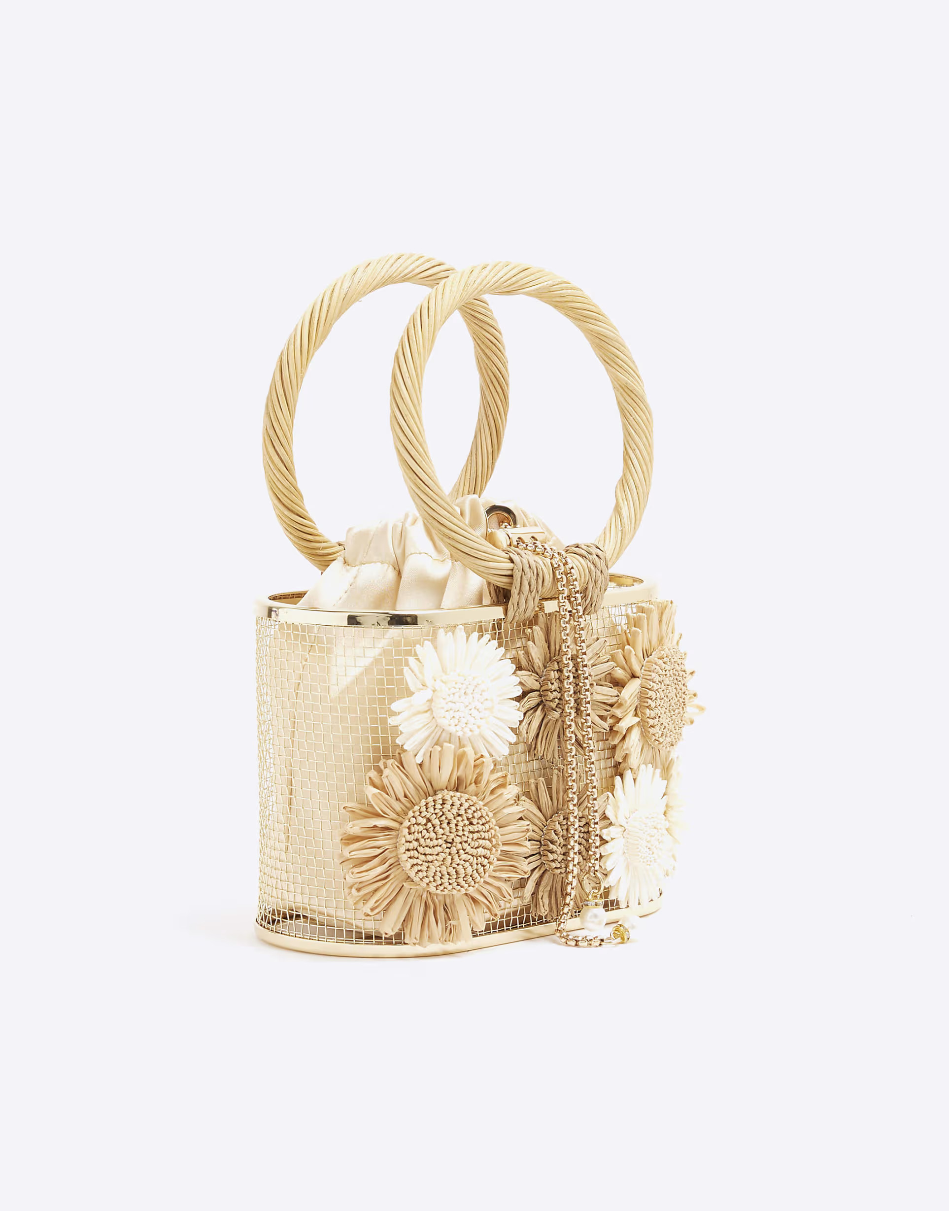 River Island Raffia flower basket bag in beige | ASOS (Global)