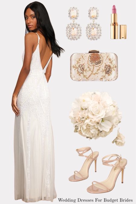 Affordable wedding day look for the bride to be.

#whitedress #neutralheels #maxidresses #weddingdresses #bridalaccessories
#LTKwedding #LTKstyletip 

#LTKSeasonal #LTKParties #LTKShoeCrush