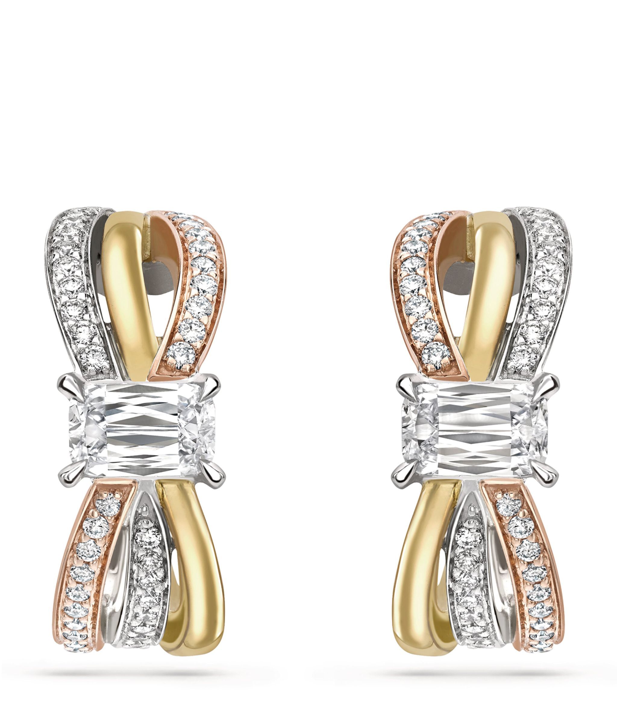 Mixed Gold, Platinum and Diamond Ribbons Earrings | Harrods