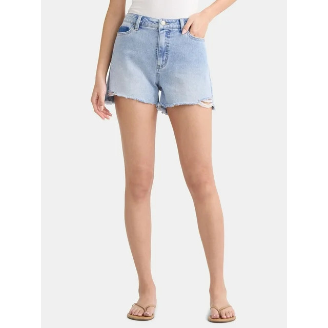 Time and Tru Women's High Rise Denim Short, 4" Inseam, Sizes 2-20 - Walmart.com | Walmart (US)