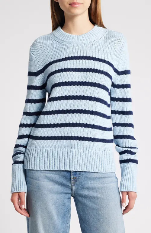 Rails Alise Stripe Cotton Crewneck Sweater in Sky Navy Stripe at Nordstrom, Size Small | Nordstrom