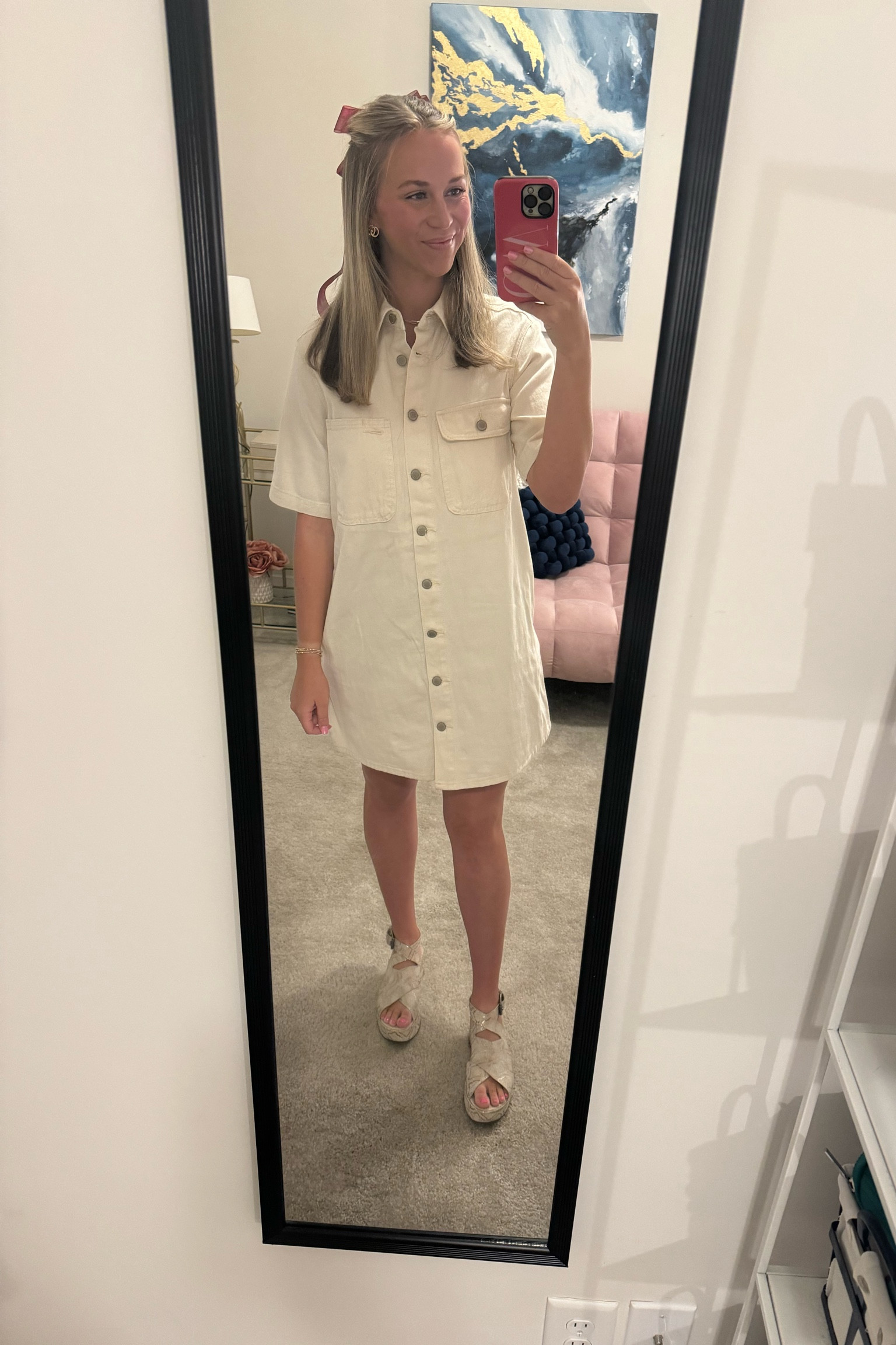 Cannot wait to style this cream denim dress so many ways this fall! Wearing a size XS  

#LTKSeasonal #LTKStyleTip #LTKFindsUnder50