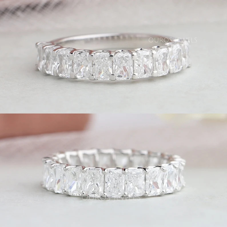 2.00 TCW Radiant Cut Half Eternity Band / Lab-grown Diamond Eternity Band / CVD Diamond Women's J... | Etsy (US)