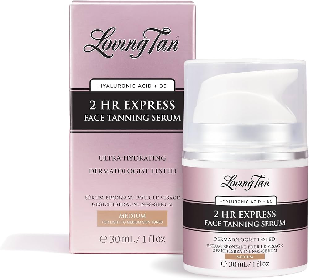 Loving Tan NEW 2 Hr Express Face Tanning Serum, Medium - Hydrating, Natural-Looking Glow Sunless ... | Amazon (US)