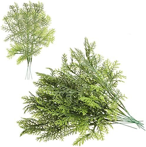 55 Pieces Artificial Cedar Sprigs Faux Cedar Spray Branches Cedar Twig Stems Sprigs Picks Plastic Gr | Amazon (US)