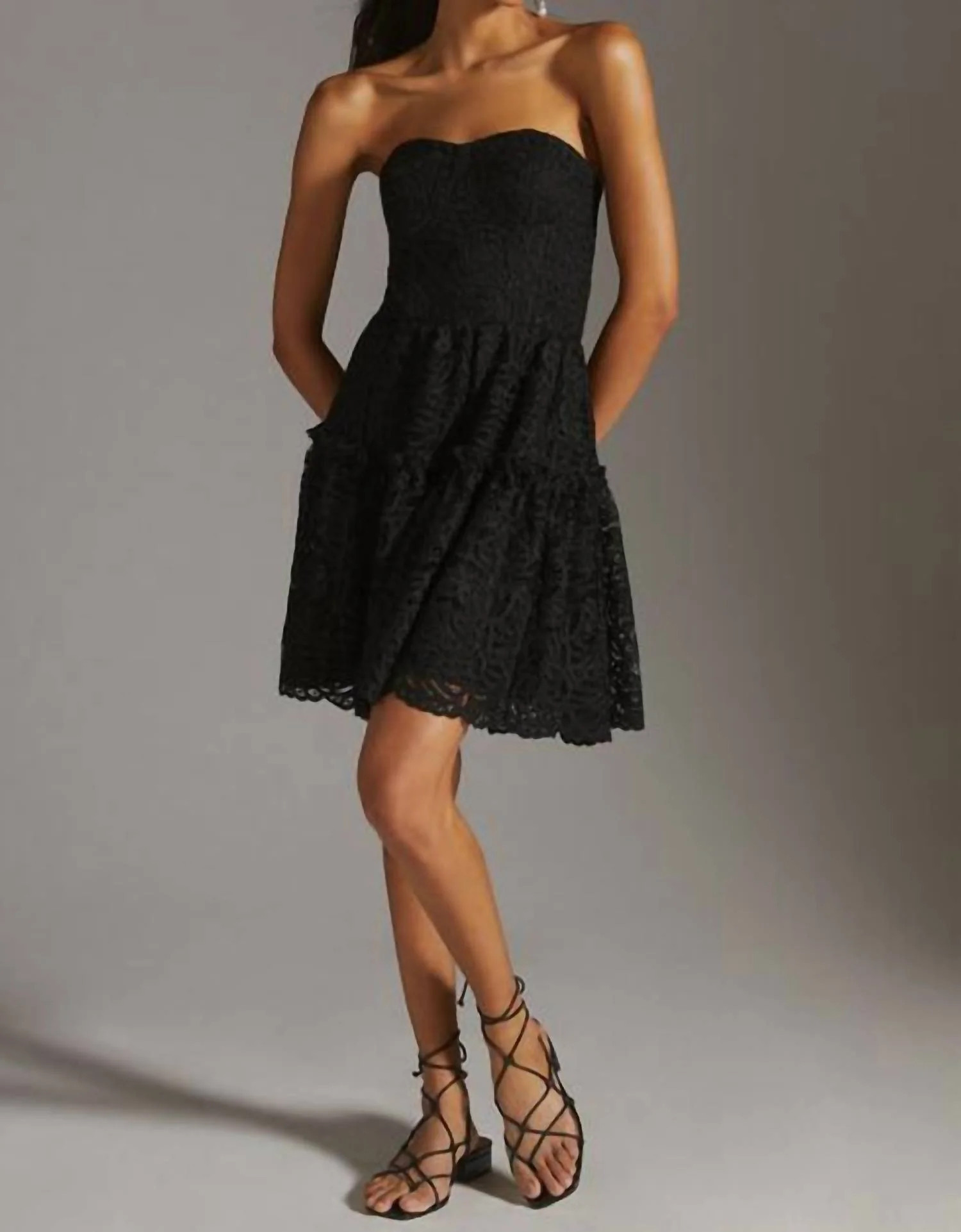 Floral Lace Dress In Black | Shop Simon