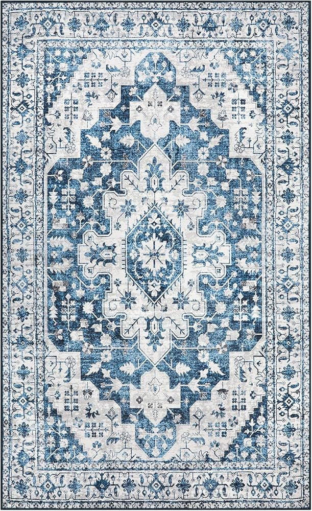 Moynesa Ultra-Thin Washable Area Rug - 3x5 Blue Kitchen Rugs Washable Rugs for Entryway Non Slip ... | Amazon (US)