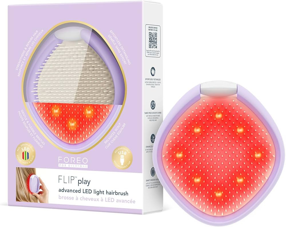 FOREO FLIP Play Advanced LED Light Hairbrush - Multi-Functional 3-in-1 Hair & Scalp Tool with Red... | Amazon (US)