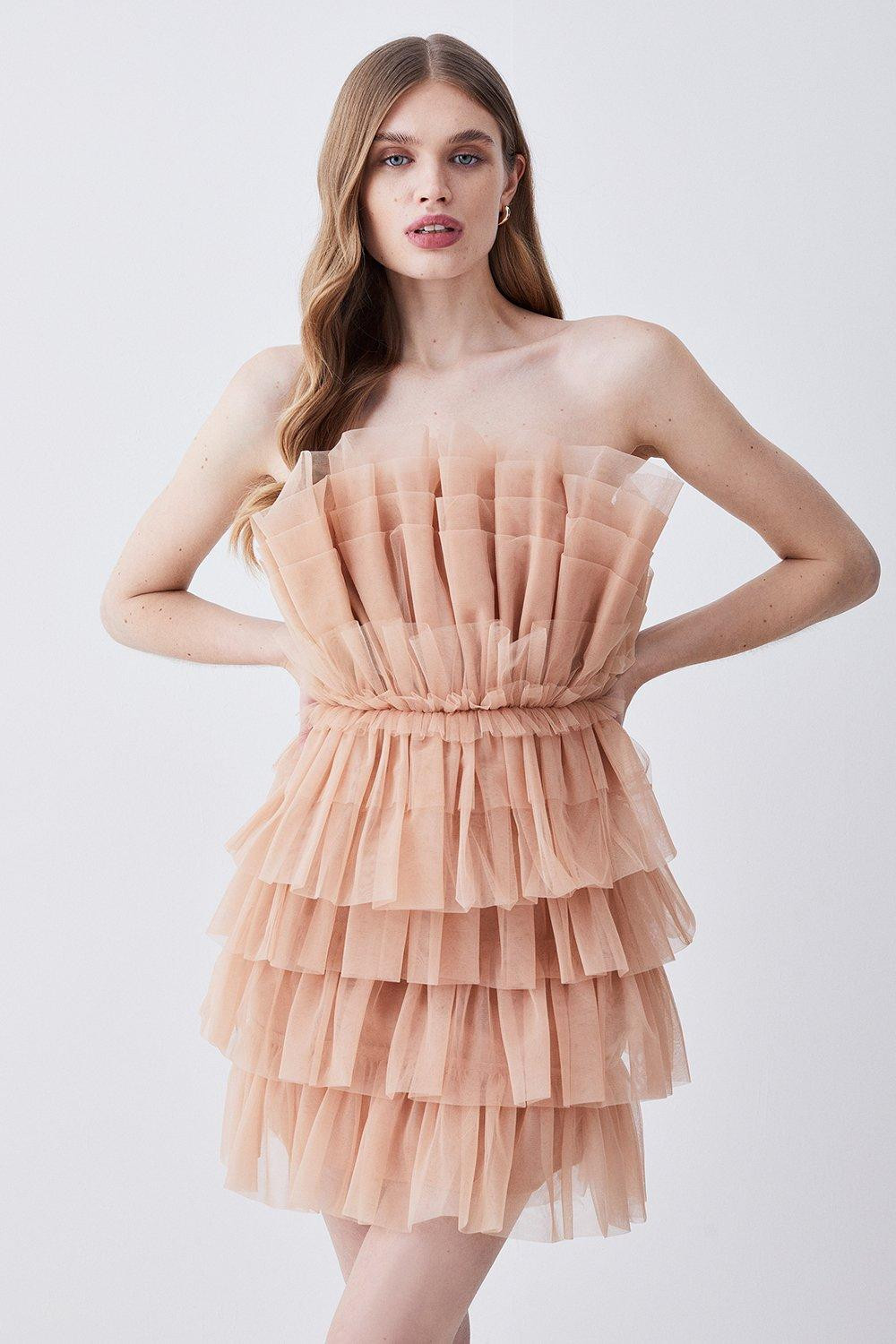Layered Tulle Woven Mini Dress | Karen Millen US