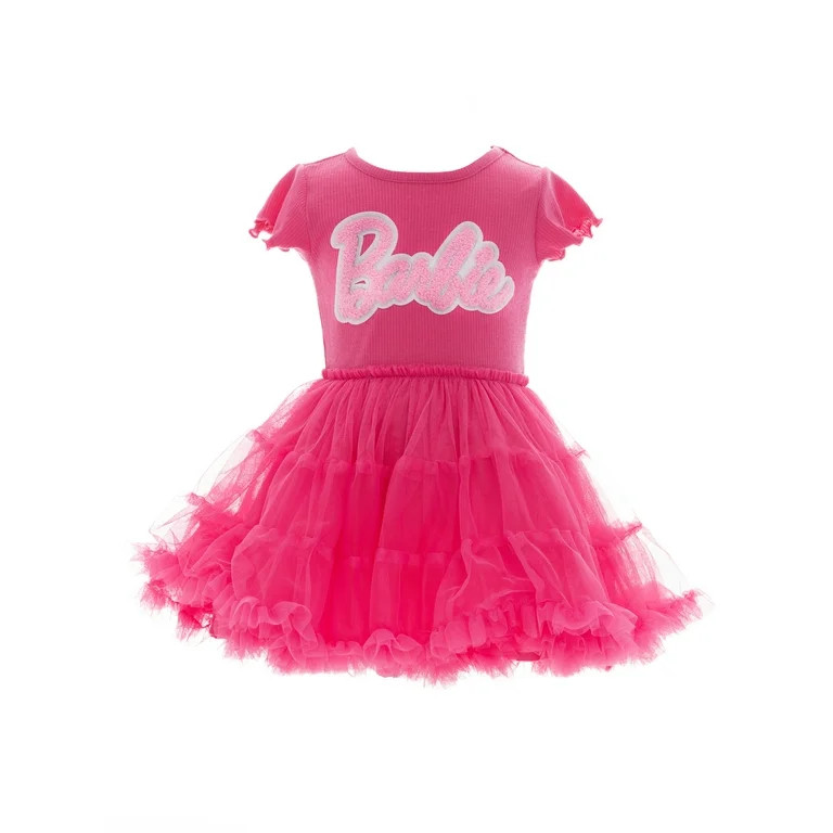 Barbie Toddler Girl Tiered Tutu Dress with Chenille Patch, Sizes 12M-5T | Walmart (US)