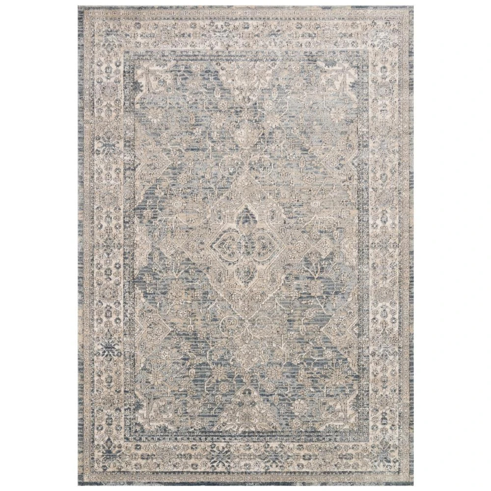 Ulandra Global Bazaar Beige Blue Floral Patterned Rug - 7'11"x10'6" | Kathy Kuo Home