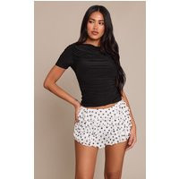 White Polka Dot Mesh Frilly Low Rise Bloomer Shorts | PrettyLittleThing UK