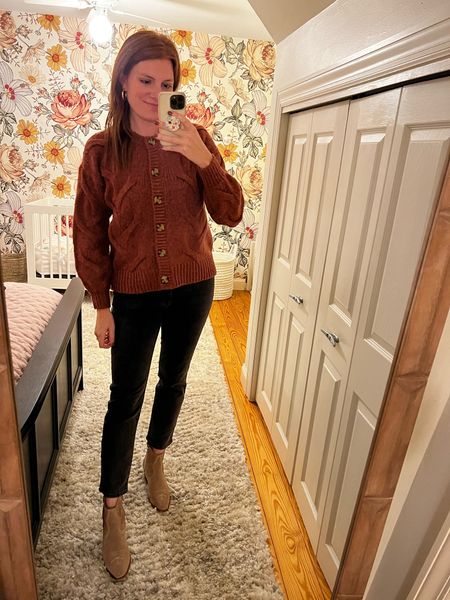 Madewell 40% off Black Friday sale! This cardigan is so beautiful and well made, it comes in gorgeous colors, I sized down 2 sizes to an XXS bc it runs big. The jeans are their vintage fit which I also sized down 2 sizes in!

#LTKsalealert