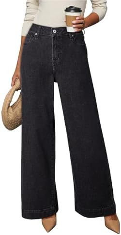 Dokotoo Women's Casual High Waisted Jeans Stretch Wide Leg Loose Denim Pants with Pockets | Amazon (US)
