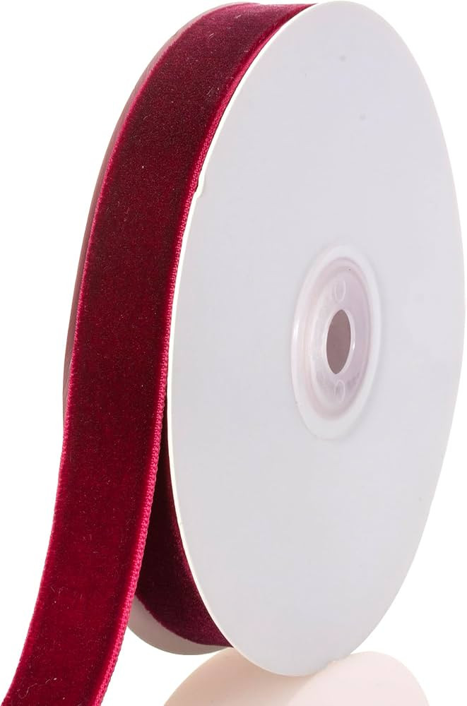 ATRBB Wine Red Velvet Ribbon - 5/8 Inch Width, 10 Yards Per Roll - Classic Elegant Flocked Ribbon... | Amazon (US)