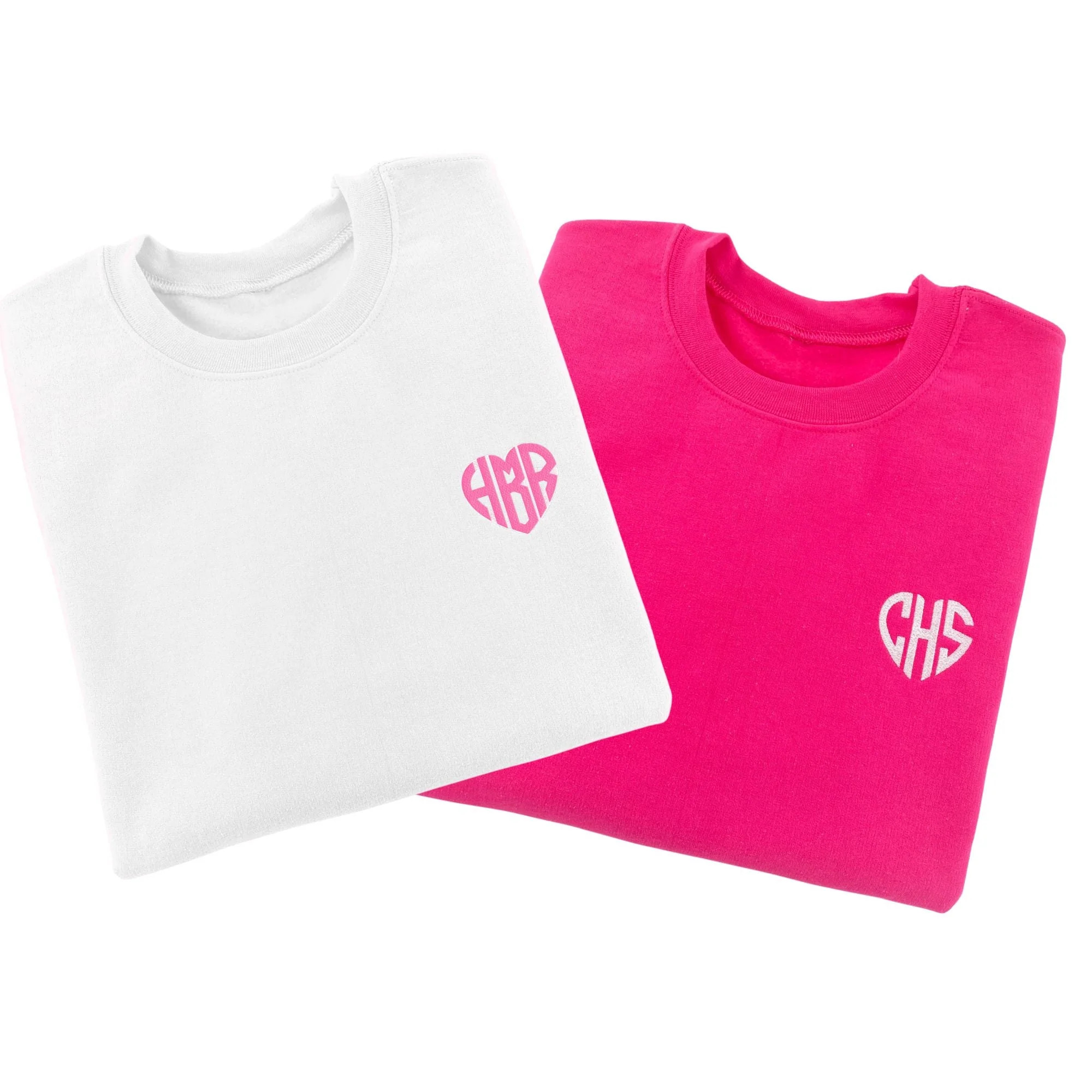 Embroidered Heart Monogram Sweatshirt | Sprinkled With Pink