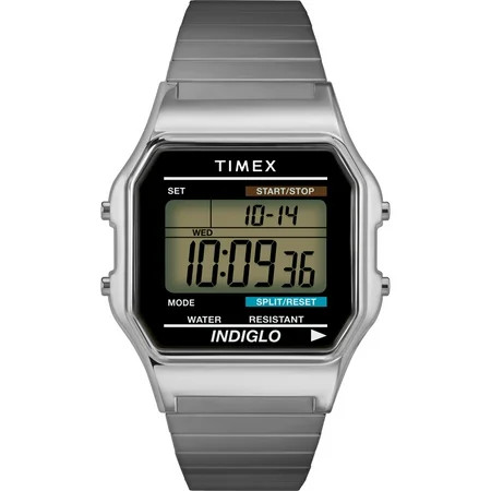 Timex Men s Classic Digital Silver-Tone 34mm Casual Watch Expansion Band | Walmart (US)
