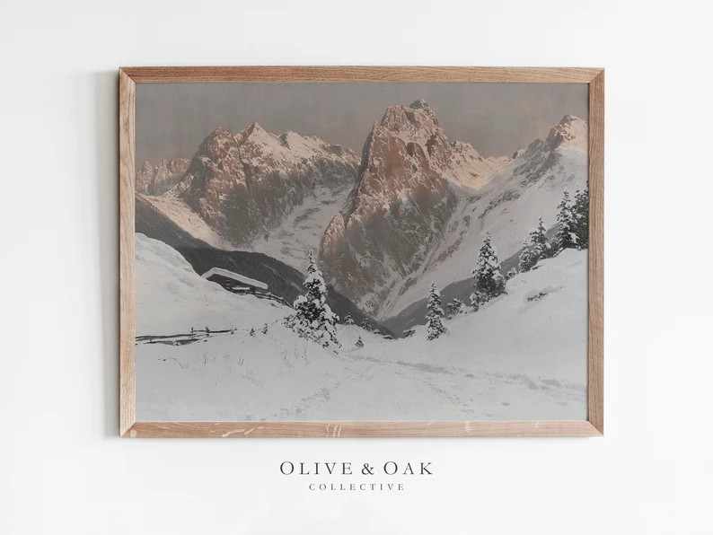 Winter Snow Landscape Painting / Cozy Cabin Decor Art PRINTABLE / #421 | Etsy (US)