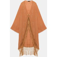 Zara - Zw Collection Embroidered Kaftan - Brick - S - Woman | Zara US