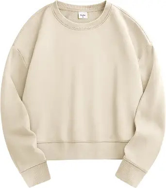 Stelle Cropped Sweatshirts for Women Cotton Long Sleeve Crop Tops Crewneck Pullover Oversized Swe... | Amazon (US)
