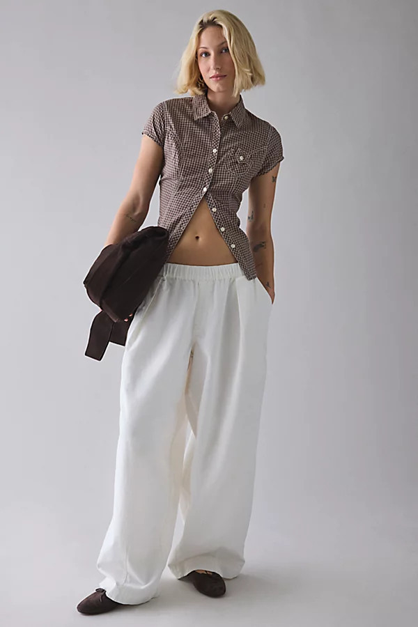 BDG Bobbi Baggy Pull-On Pants in White, Women's at Urban Outfitters | Urban Outfitters (US and RoW)